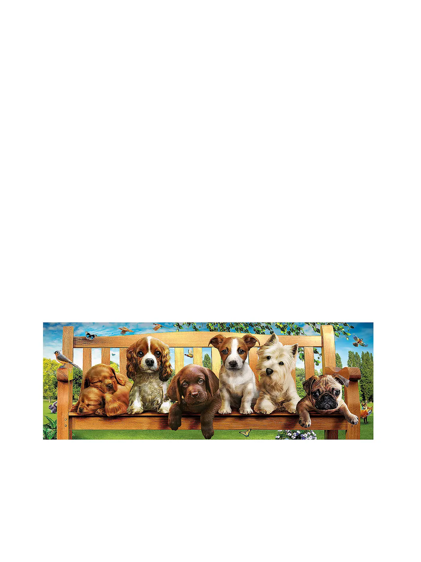 EDUCA | Welpen auf Bank 1000 Teile Panorama Puzzle | 